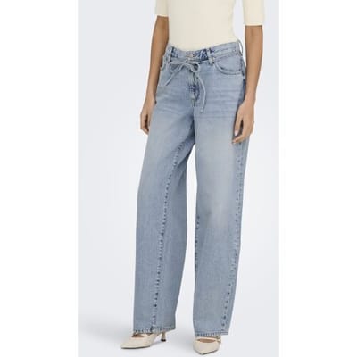 Only blauwe dames jeans   Regular waist   Bleached wash wassing   Straight fit   5-Pocket zakken   Knoop- en ritssluiting   Regular waist Blauw 26/34