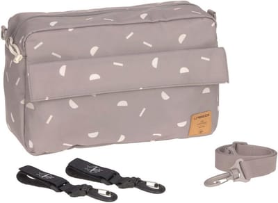 Praktische kinderwagenorganizer schoudertas met bevestiging in taupe