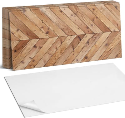 Coloray Plaktegels - Diagonaal bordpatroon Zelfklevende Wandtegels - 40 cm x 20 cm - Bruin Plaktegels - 10 stuks - Rechthoek PVC Tegels - Plaktegels Badkamer - Vloertegels Zelfklevend - Vinyltegels Vloer Zelfklevend - Portugese Tegels