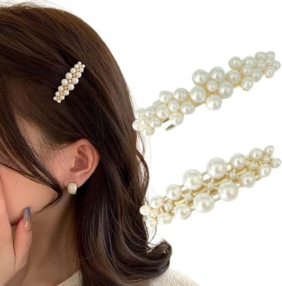 2x Automatische Parel Haarspeldjes voor Dames en Meisjes - Sierlijke Haaraccessoire