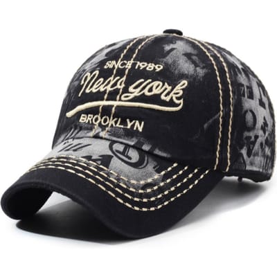 Mode New York Geborduurde Baseballpet Verweerd Katoen Dad Hat Verstelbaar Hip Hop Buiten Zon Hoed Voor Man Vrouw Unisex black
