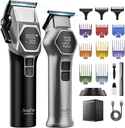 Haarsnijset Mannen - Kappersset Trimmer - Professioneel Knippen - Zelfslijpende Bladen - 5 Snelheden - Zilver