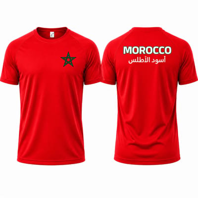 Landenteams Marokko - WK 2026 - Voetbal Shirt Maat M - Voetbaltenue - Voetbal Spullen - Dry Fit - Ademend - Mesh - Raglan Mouwen