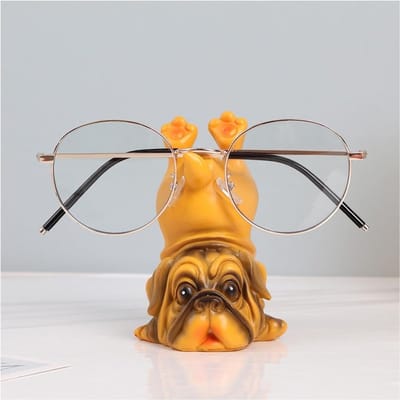 Kleine Shar-Pei Hond Sculptuur als Brillenhouder en Display Stand voor Brillen en Lenzenvloeistof, Schattig Dier Ornament voor Thuisdecoratie