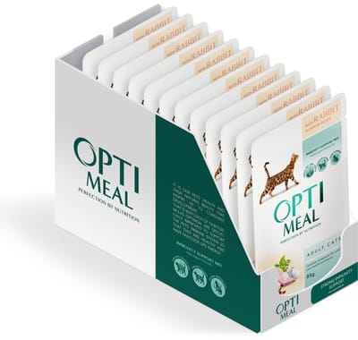 Optimeal volwassen katten natvoer met konijn in witte saus - 12x 85g