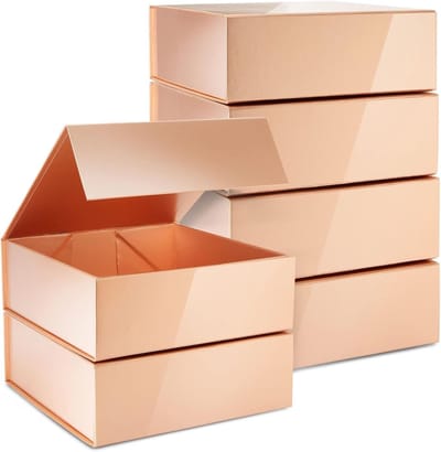 Geschenkdozen Set - Magnetische Boxen - Cadeau Presenteren - Verborgen Magneetsluiting - 6 Stuks 10x10x4 - Rose Goud