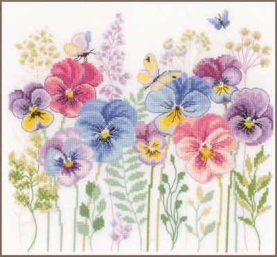 Vervaco - Telpakket kit - Violetjes en grassen - PN-0201936 - Borduren - Borduurpakket - Borduurpakket volwassenen
