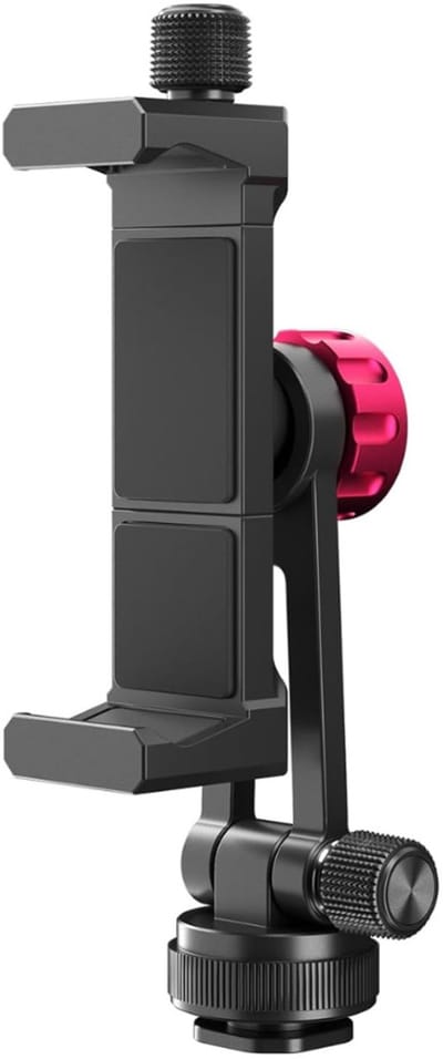 Famanu – MA61 Metalen Telefoonstatief met Cold Shoe, 360°, 1/4" Schroefgat, voor Camera smartphone 17 16 15 14 13 12, apparaat smartphone, Klem van voor Vloggen, Livestreaming, Video
