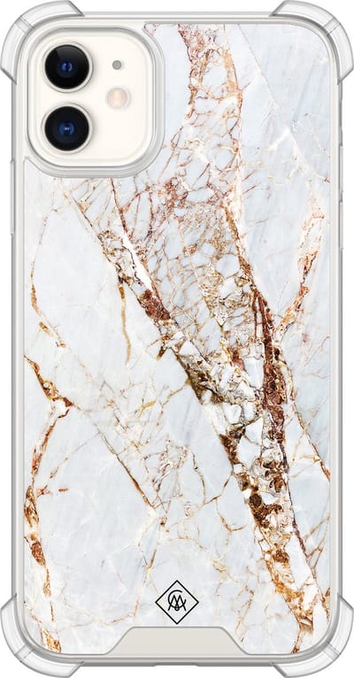 Casimoda® hoesje - Geschikt voor iPhone 11 - Marmer Goud - Shockproof case - Extra sterk - Siliconen/TPU - Goudkleurig, Transparant