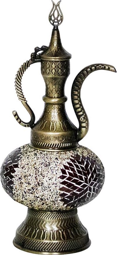 Handgemaakte lamp - mozaïek tafellamp bruin 13 cm - 1 stuk - Turkse Ibrik met warme sfeer