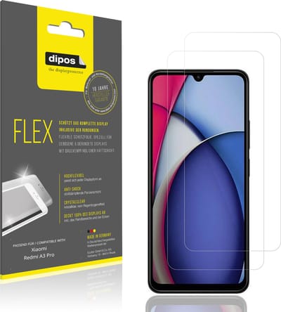 dipos – 2x Beschermfolie geschikt voor Xiaomi Redmi A3 Pro | 3D Full Cover Screenprotector | 100% Passend