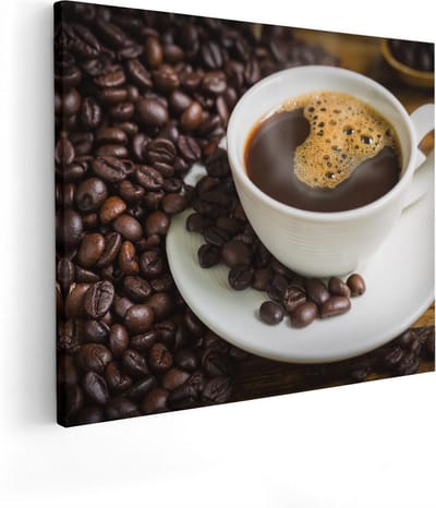 Artaza Canvas Schilderij Koffie - 100x80 cm - Groot - Wanddecoratie Keuken - Muurdecoratie Koffiebonen - Stilleven Schilderijen