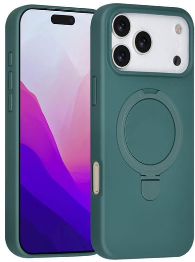 Telefoonhoesje geschikt voor iPhone 17 Pro Max - Magnetische Backcover met Ringstand - Geschikt voor MagSafe-accessoires - FuturiQ - Pine Green