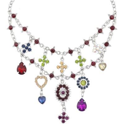 Behave – Statement Ketting – Zilverkleurig Multicolor – Luxe Kristallen – Glamour Look