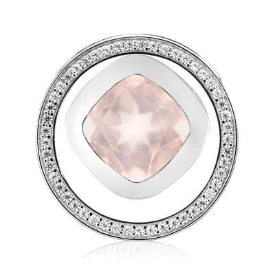 Cavill - Zilveren Hanger - 925 Sterling Zilver - 4,03 ct Braziliaanse Rozenkwarts - 49 Tanzanian Zirkonia - 4,34 ct Totaal - Elegant
