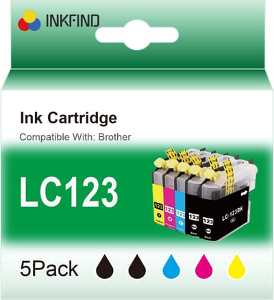 INKFIND LC123 inkt voor Brother LC123 BrotherLC123 LC-123 (2 x Zwart, 1 x Cyaan, 1 x Magenta, 1 x Geel) 4 stuks voor Brother DCP-J132W J172W J152W J552DW J752DW J4110DW MFC-J4410DW MFC-J4510DW MFC-J4610DW MFC-J470DW J4710DW MFC-J650DW 6520DW J6720DW