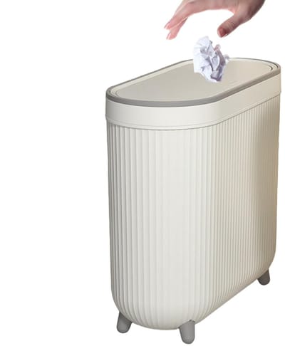 Generico WC-afvalemmer, smalle afvalemmer van ABS, 32 x 14 x 30 cm, deksel, toiletpapieremmer, compact ontwerp, gemakkelijk te reinigen, licht 900 g, robuust, moderne badkamerstijl, toilet, badkamer