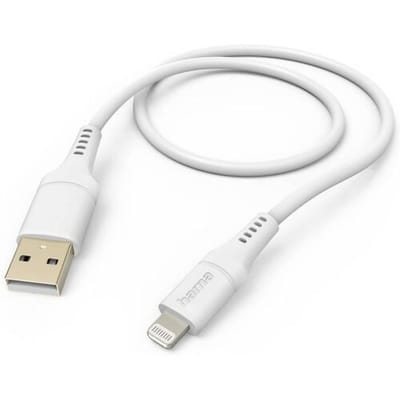 Hama Silicone USB-A naar Lightning Kabel - Oplaadkabel geschikt voor iPhone / iPad - MFI gecertificeerd - 3A USB 2.0 - 480Mbps - 150cm - Wit