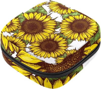 Opbergtas Maandverband - Periode Kit - Persoonlijke Hygiëne - Zacht Fluweel - 17x17x12 cm - Geel Zonnebloem