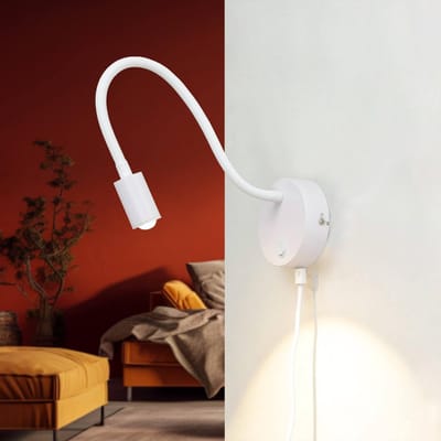 Flexibele LED Wandlamp met Snoer en Stekker Hoek Verstelbaar Warm Wit Leeslamp voor Slaapkamer en Woonkamer