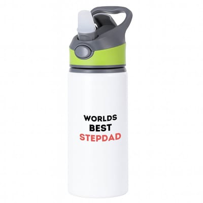 Hacebo® - worlds best stepdad waterfles met rietje groen - Papa - de beste stiefvader - vader cadeautjes - vaderdag - verjaardagscadeau - verjaardag - cadeau - geschenk - kado - gift - vader artikelen - water fles - 650ML