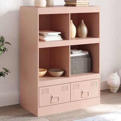 vidaXL - Hoge - kast - 67x39x95 - cm - staal - roze