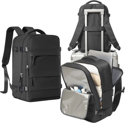 VIEMAE Rugzak handbagage vliegtuig - Rugzak heren, dames, unisex - Reis rugzak - Rugzak laptop - 42x30x20cm - 25L - Lichtgewicht - Zwart