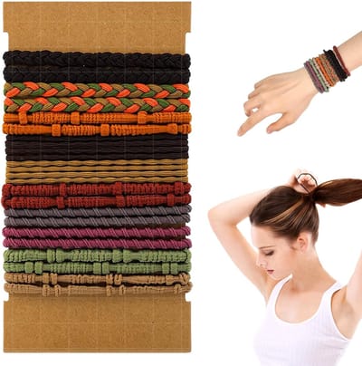 Dailygoods- Haarelastiekjes 20 Stuks - Boho Paardenstaarthouders - Gevlochten Haarbanden - Veelkleurig - Duurzaam Nylon - Ideaal Cadeau - Haaraccessoires