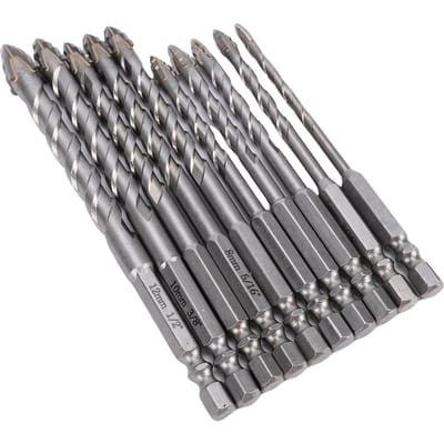 10 Stuks Gekartelde Boor Set 1Celsius 4 Inch Zeskant Schacht 4-12mm Carbide Punt Metselwerk Beton Boren voor Tegel Glas Plastic Hout