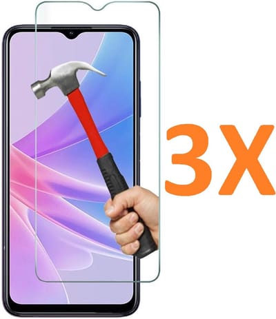 Screenprotector Glas - Tempered Glass Screen Protector Geschikt voor: Oppo A78 5G - 3x