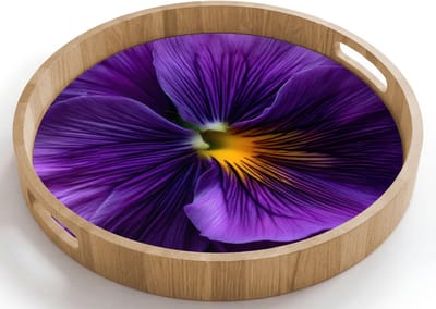 Dienblad rond 40x40 cm - Schootdienblad hout - Paars - Viool - Diepte - Borrelplank rechthoek - Plateau houten dienbladen