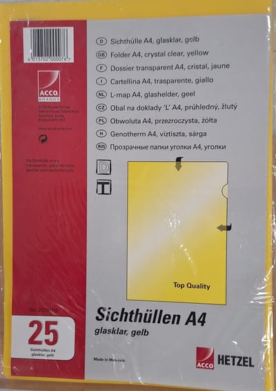 Premium L-mappen A4 Geel (25)