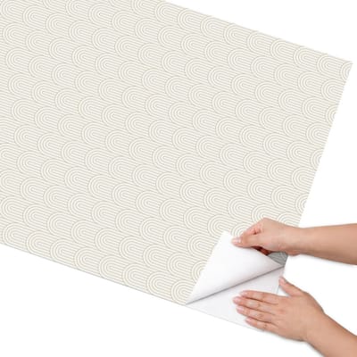 Coloray Meubel Wrap Folie - Beige Meubelfolie - 75x150 cm - Decoratiefolie Zelfklevend Elegante bogen - Meubelfolie Zelfklevend - Minimalist Meubelfolie - Wrapfolie Keuken - Wanddecoratie - Achtergronden en patronen