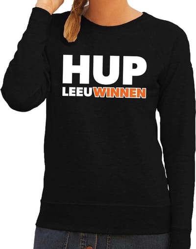 Nederland supporter sweater / trui Hup LeeuWinnen zwart dames - landen kleding XS