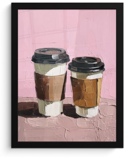 Poster in lijst - Fotolijst 30x40 cm - Posters - Koffiebekers - Deksel - Verf - Textuur - Posterlijst zwart - Decoratie - Wanddecoratie woonkamer - Muurdecoratie slaapkamer