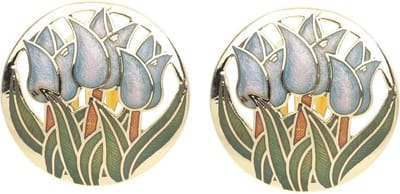 Behave - Oorclips dames - tulpmotief - blauw - 2,5 cm
