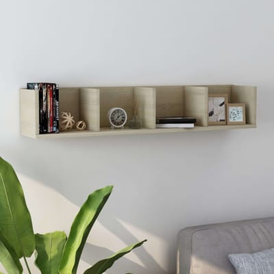 vidaXL - Cd-wandschap - 100x18x18 - cm - bewerkt - hout - sonoma - eikenkleurig