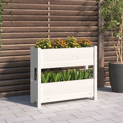 vidaXL - Plantenbak - 77x25x66 - cm - massief - grenenhout - wit