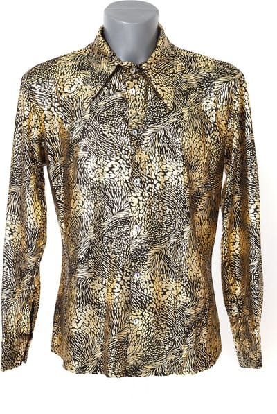 Blouse Slangenprint - Goud-Zwart Foute Party - Jaren 80 & 90 - Volwassenen - Maat S/M