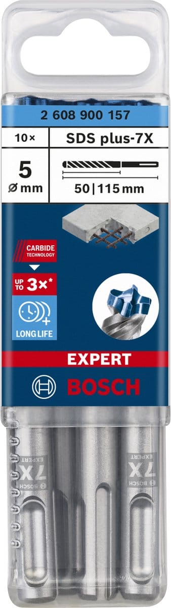 Bosch Accessories EXPERT SDS plus-7X 2608900157 Hamerboor 10-delig 5 mm Gezamenlijke lengte 115 mm SDS-Plus 10 stuk(s)