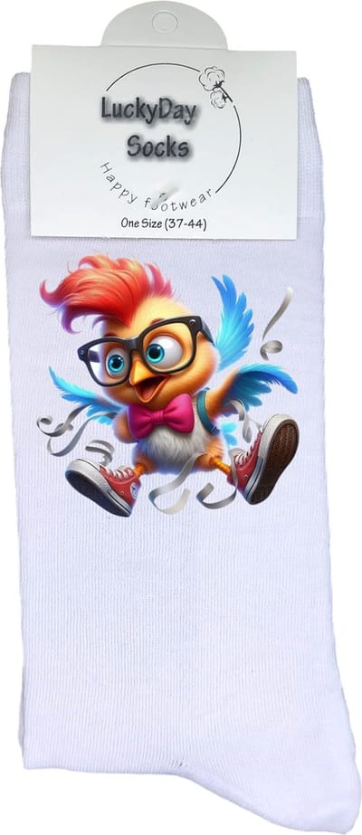 Kippie - Opkikker - Grappige sokken - Valentijns cadeau - Verjaardag cadeau - Grappig - Leuke sokken - Vrolijke sokken - Happy - Kip - Kerst Sokken - Vaderdag - Moederdag - Kerstcadeau - Socks die Happy maken - 37-44