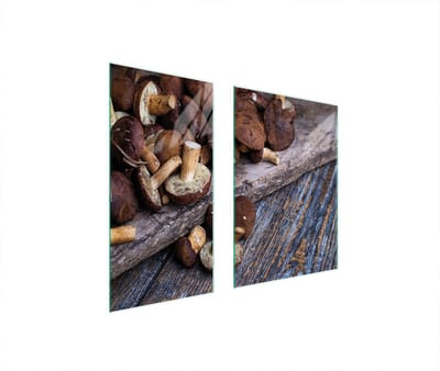 TMK ArtDeko Serie - Snijplank van Geharde Glas - 75x52 cm - Grzyby Motief