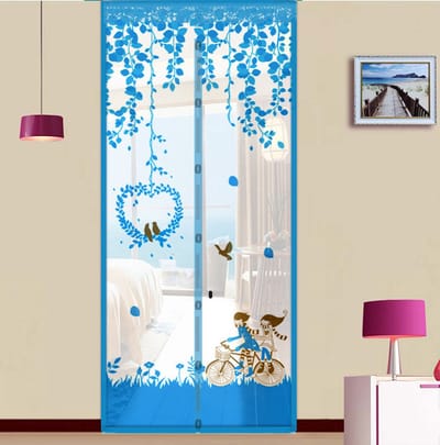Deurgordijn - Deurgordijn magnetisch - Keuken gordijnen - Glasgordijn zonder boren - Gordijn - Raamscherm - 90*210 - Blauw - Transparant