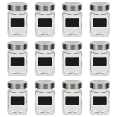 vidaXL - Opbergpotten - met - stickers - 12 - st - 300 - ml