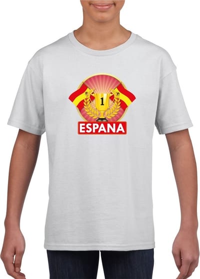 Wit Spaans kampioen t-shirt kinderen - Spanje supporter shirt jongens en meisjes 110/116