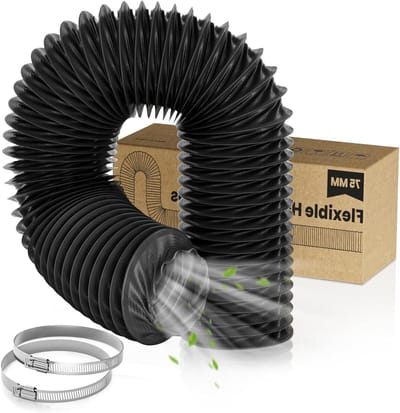 Flexibele 75mm Afvoerslang van 2.5m met 2 Slangenklemmen, Geluidsisolatie en Warmte-isolatie voor Vloerverwarming en Luchtventilatie