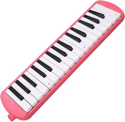 Melodica, Melodica-instrument met 32 toetsen, Compact en Draagbaar voor Beginners, Muziekonderwijs, Blauw/roze/zwart (Rozet)