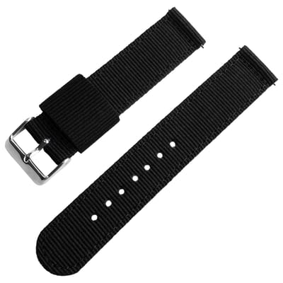 Two Piece NATO RAF Tweedelige NATO Horlogeband Nylon Zwart 18mm