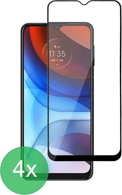 Geschikt Voor: Motorola Moto E7 Full Screenprotector 4x - screen protector - volledige glas - bescherming - beschermglas - ZT Accessoires