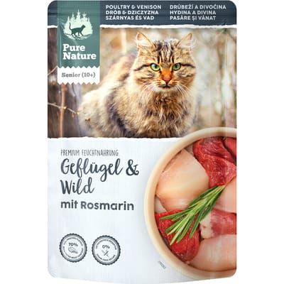 12x 85g Pure Nature Senior Cat Gevogelte & Wild Nat Kattenvoer